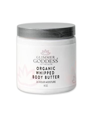 GLIMMER GODDESS Organic Whipped Body Butter - Rose Lavender  Vegan  Cruelty-Free  24 hour Hydration  Reduces Stretch Marks  Great for Eczema  all Skin Types  Baby Friendly  Organic Ingredients 8 oz Rose Geranium & Lavend...