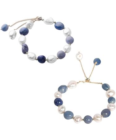 CALLARON 2pcs Rhinestone Bracelets Jade Bracelet Crystal Bangle Trendy Jewelry Fashion Jewelry Diamond Bracelet for Charms Charm Bracelet Pearl Jewelry Pearl Bracelet Rhinestones Decorate 19X1cmx2pcs Bluex2pcs - Buy Online on GoSupps.com