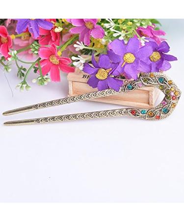 Hair Clips Vintage Hair Accessories Antique Bronze Gold Plated Clip U-shaped Hair Clip Pin Rhinestone Flower Hair Accessories Blue Hair Clips (Size : 1) - Buy Online on GoSupps.com