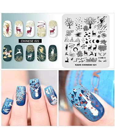 Professional Nail Art Stamp Plate - Chinese Style Sika Deer Tree Design for DIY Manicure | Nail Art Transfer Tools CN021 - Buy Online on GoSupps.com