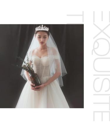 Frcolor Crystal Tiara Crown Rhinestone Wedding Bridal Headband with Veil & Comb - Buy Online on GoSupps.com