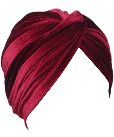 MIMIKRY ladies velvet turban hat diva 20s fortune teller colour: Bordeaux 55-59 Bordeaux