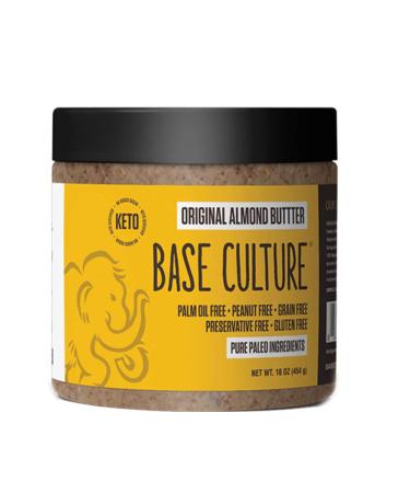 Base Culture Almond Butter | All Natural 100% Paleo Certified, Gluten Free, Grain Free, Non GMO, Dairy Free, Soy Free, Keto Friendly & No Added Sugar | 16oz, 1 Count
