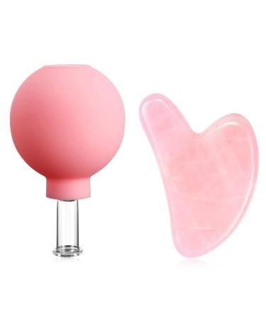 Pieces Glass Cupping Set Glass Silicone Cupping Cups Massage Vacuum Suction Cupping Cups Lymphatic Therapy Sets (0.4 inch / 1 cm, Pink) 0.4 Inch / 1 cm Pink