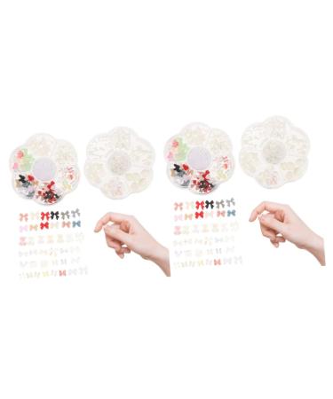 Beaupretty 4 Boxes Nail Art Accessories Nail Tech Accessories Manicure Diy Charms Bow Nail Charms Colorful Bowknot Nail Accessories Manicure Decor Nail Art Charm Resin Aurora Pearl 3d