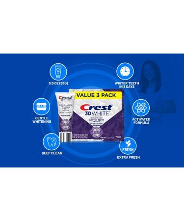 Crest 3D White Brilliance Pro Enamel Protect Toothpaste 3-Pack - Includes Tooth Squeezer & No-Mess Caps | Better Oral Health Guide | International Shipping - Buy Online on GoSupps.com