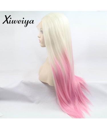 Xiweiya Ombre Blonde to Pink Kunsthaar Wig | 61 cm Heat-Resistant Synthetic Fiber | Women's Rosie Whiteley Hairstyle - Shop Now! - Buy Online on GoSupps.com