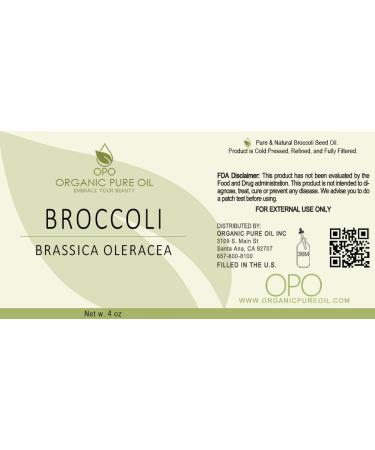 Buy 100% Pure Broccoli Seed Oil - 4 oz Cold Pressed Oil for Face Hair & Body - Hydrating & Nourishing Extra Virgin Carrier Oil - Buy Online on GoSupps.com