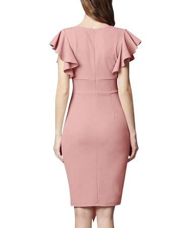 Briskorry V-Neck Floral Business Dresses for Women - Elegant Summer Party Dress with Ruffled Hems & Sleeveless Design - Buy Online on GoSupps.com