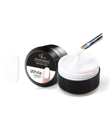 Builder Gel for Nails Nail Extension Gel White Gel Builder Nail Strengthen Hard Gel for Nail Repair/Extension/Strengthening/Self-Leveling Nail Art Manicure (15ml)