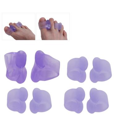 Toe Separator 4 Pairs Silicone Toe Spacers for Overlapping Toes Bunion Hammer Toe Valgus Corrector Reusable Toe Cushions for Relieve Toe Pressure Big Toe Alignment Purple