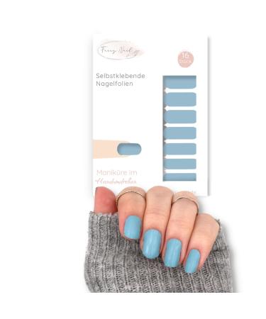 Fairy Nail self-adhesive nail foils manicure nail wraps nail stickers 16 nail polish strips (light blue)