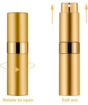 Lil Ray 8ml Portable Mini Perfume Atomizer Refilable Empty Small Spray Bottle for Travel Twist Tpye Pocket Cologne Sprayer Gold - Buy Online on GoSupps.com