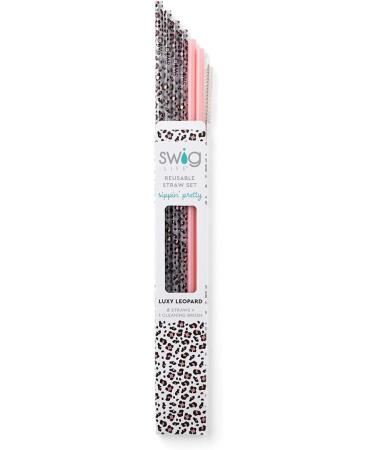 Swig Life Luxy Leopard + Blush Reusable Straw Set with Cleaning Brush - 10.25 Long Straws for 20oz, 22oz, and 32oz Tumblers - Buy Online on GoSupps.com