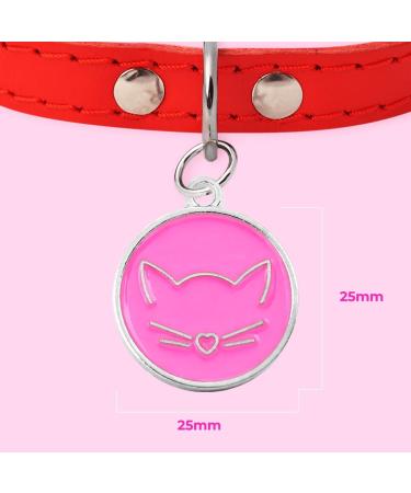 Personalized Ibera Cat Necklace for Medium to Large Cats - Engraved Collar & Address Tag - Round Shape - Pink - Buy Online on GoSupps.com