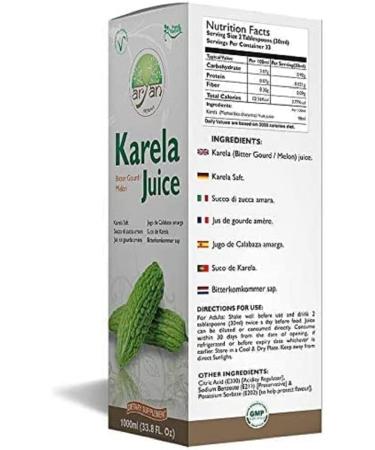 Aryan Karela Juice 1ltr - Promotes Healthy Immune System, Anti-inflammatory & Vision Support - 1 l (Pack of 1) - Buy Online on GoSupps.com