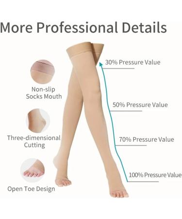 DYHQQ Open Toe High Compression Stockings for Women & Men - 20-30 mmHg Support | Best International Shipping - Buy Online on GoSupps.com