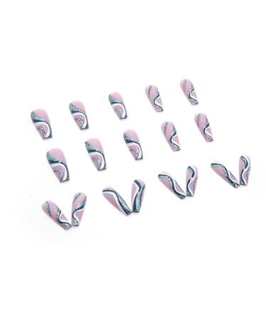 Justotry 24-Piece Royal Blue Glitter Swirl Ballerina Press-On Nails | Stunning Medium Artificial Fingernails for Women - Buy Online on GoSupps.com