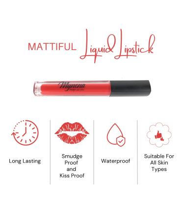 Mynena Orange Matte Liquid Lipstick | Long-Lasting, Waterproof, Vegan & Cruelty-Free | Talc, Mica, Gluten & Paraben-Free | Scarlet - Buy Online on GoSupps.com
