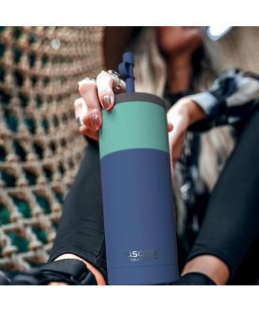 Asobu Sippy Double Wall Stainless Steel Tumbler 20oz with Silicone Straw - Pastel Blue - Buy Online on GoSupps.com