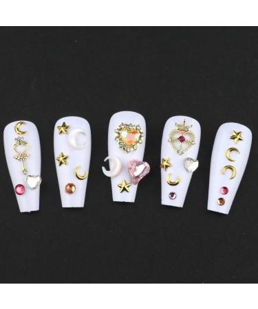 Dornail 3D Nail Charms - Crystal Heart, Star, Moon Alloy Charms for Acrylic Nails | Colorful Gems & Rhinestones for Nail Art Decoration (Style 1) - Buy Online on GoSupps.com