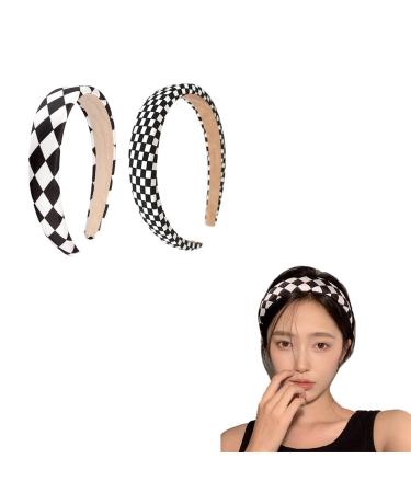 Women's Plaid Headband | Black & White Hair Accessories | 2 Pack for Girls - Buy Online on GoSupps.com