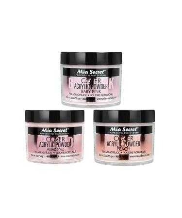 2oz 3pc Mia Secret COVER Acrylic Powder Set (Baby Pink/Almond/Peach) - Long-Lasting Salon-Quality Nail Art - Buy Online on GoSupps.com