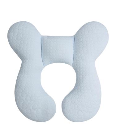 Blublu Park Baby Head Support Pillow for Newborn Soft Cotton Baby Travel Pillow for Car Seats and Strollers for Baby Blue