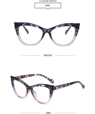 SERONI TR90 Cat Eye Blue Light Blocking Glasses for Men & Women - Anti-UV Computer & Reading Glasses in Leopard-Pink - 54mm - Buy Online on GoSupps.com