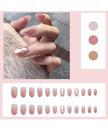 24pcs Press On Acrylic Nail Tips False Nails Detachable Gauze Manicure Patch Wearable Full Cover Artificial Nails Cute Acrylic Nails Press on - Buy Online on GoSupps.com