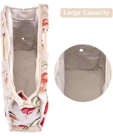 Exquisite Knitting Tote Bag with Wood Handle for Needles and Sewing Tools - Red Flower Design - Buy Online on GoSupps.com