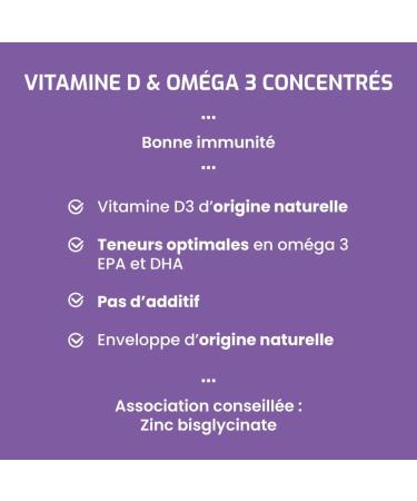 Laboratoire Beauchamp - Vitamin D3 & Omega 3 Concentrated Dietary Supplement - Immune Defenses - Good brain function - 60 capsules - Developed in France - Buy Online on GoSupps.com