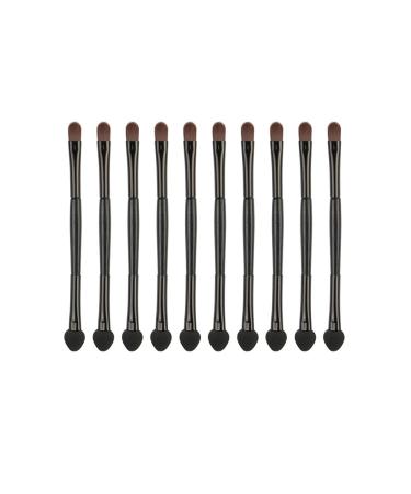 10 pieces Professional Doppelkopf eyes shadow brush dual pages eyes shadow sponge brushes eyeshadow applicators cosmetic tools fow women girls black