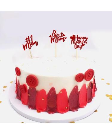 24 Pcs Mother's Day Cupcake Toppers Love Heart Glitter Happy Mother's Day Cupcake Inserts Cute Love Mum Cupcake Topper for Mother Day Birthday Party Woman's Day Decor (Red) - Buy Online on GoSupps.com