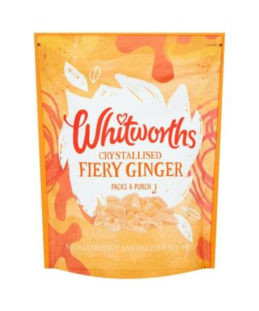 Whitworths | Bake with Crystallised Fiery Ginger 175g | Crystallised Stem Ginger | Naturally Spicy and Deliciously Sweet | Suitable for Vegans