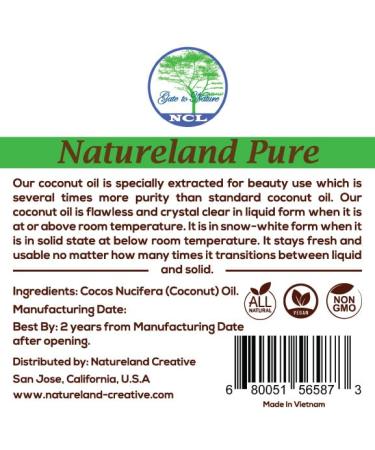Natureland 100% Raw Coconut Oil for Dry Skin & Hair Clean Beauty Grade Pure and Organic Unrefined Cold-Pressed Extra Virgin Coconut Oil Travel Combo Pack of 6.8 oz (200 ml) Face & Body Oil Moisturizer For Youthful Gl  - Buy Online on GoSupps.com