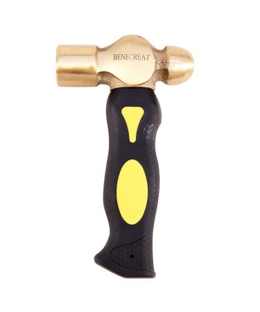 BENECREAT 1 Pound Brass Metal Stamping Hammer with Flat Mallet Head for Metal Smiting  Jewelry Making and Personalizing  6.3 Inches Long