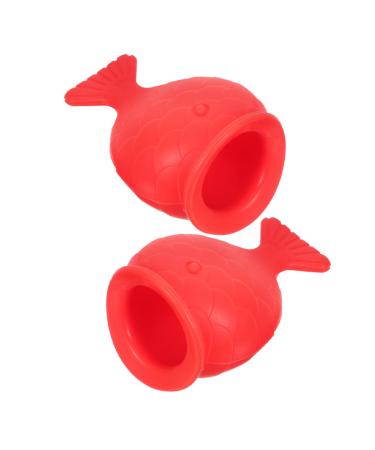 Beavorty 2pcs Silicone Fish Lip Filler Self Suction Plumping Device Natural Lip Plumper Red