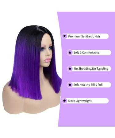 Ombre Purple Short Bob Wig | Heat Resistant Synthetic Hair | Cosplay Party Wig for Women - Buy Online on GoSupps.com