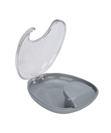 Orthodontic retainer case compact and portable waterproof mouthpiece-prosthesis box container with a pressing lid for retainer or prosthesis cleaning (gray gray gray soil