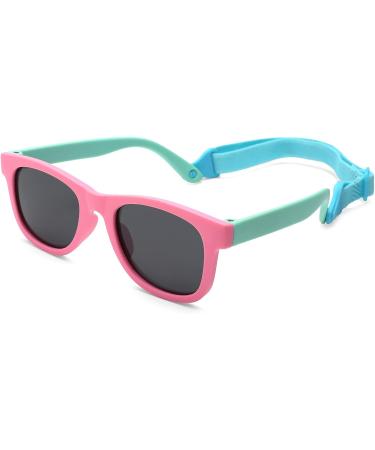 Pro Acme Polarized Baby Sunglasses | 0-24 Months | Pink Green Frame | Grey Lens - Buy Online on GoSupps.com