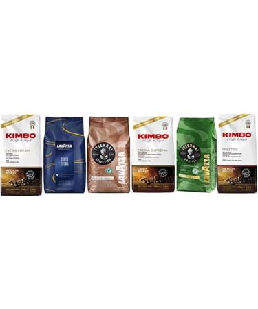 Premium "Italian" Coffee Selection from Lavazza & Kimbo Variety Pack 6 x 1kg
