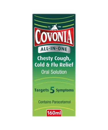 Covonia All-in-One Chesty Cough 160ml Targets 5 Symptoms Cold & Flu Relief Oral Solution