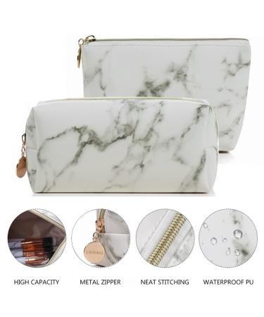 2Pcs Marble Makeup Bag Set - Waterproof Cosmetic Organizer for Travel & Toiletries - Buy Online on GoSupps.com