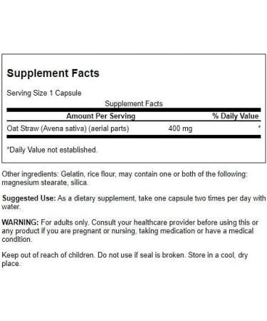 Swanson Full Spectrum Oat Straw 400mg - 60 Capsules (3 Pack) | Premium Herbal Supplement for Stress Relief & Cognitive Support - International Shipping Available - Buy Online on GoSupps.com