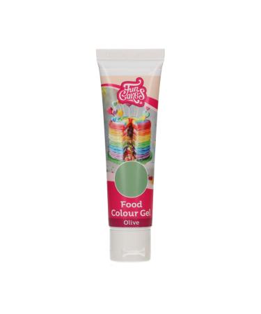 Funcakes Food Color Gel Olive: Highly concentrated food coloring for dough cream fondant marzipan dough.Simple dosage.Individual drops to create living colors.Halal.30 g