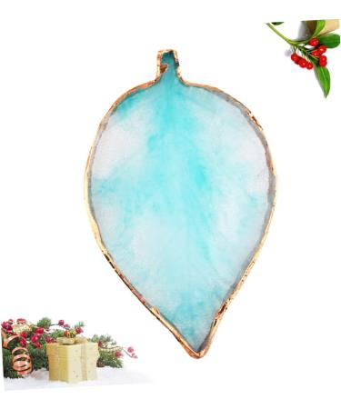 BIUDECO Color Display Plate for Nails Blue Leaf Shaped Resin Manicure Palette with Gold Edge for Color Mixing Photo Props Easy to Clean Lightweight 95*8*1cm Blue - Buy Online on GoSupps.com