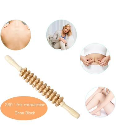 Natural Wooden Massage Roller Anti-Cellulite Device for Body Legs & Neck Scooter Handle Accessory for Effective Massage - Buy Online on GoSupps.com