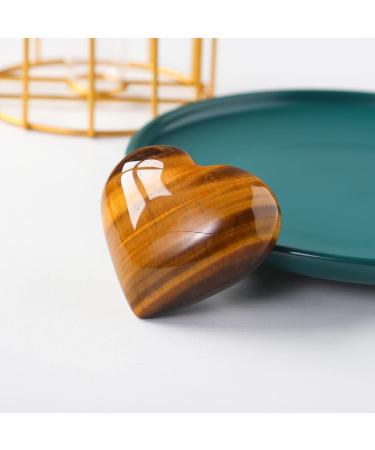 1pc Natural Yellow Tiger Eye Stone Crystal Crafts Heart Shaped Carved Stone Love Gemstone Decor Gift QINTINYIN Home Goods (Color : Tiger Eye Size : 5-6cm) 5-6cm Tiger Eye