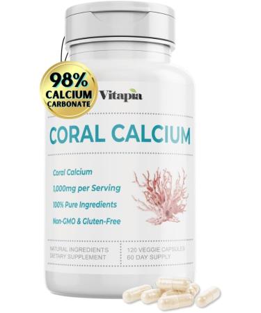 Vitapia Coral Calcium 1000mg - 120 Veggie Capsules - Non-GMO - Supports Bone Health & PH Levels*